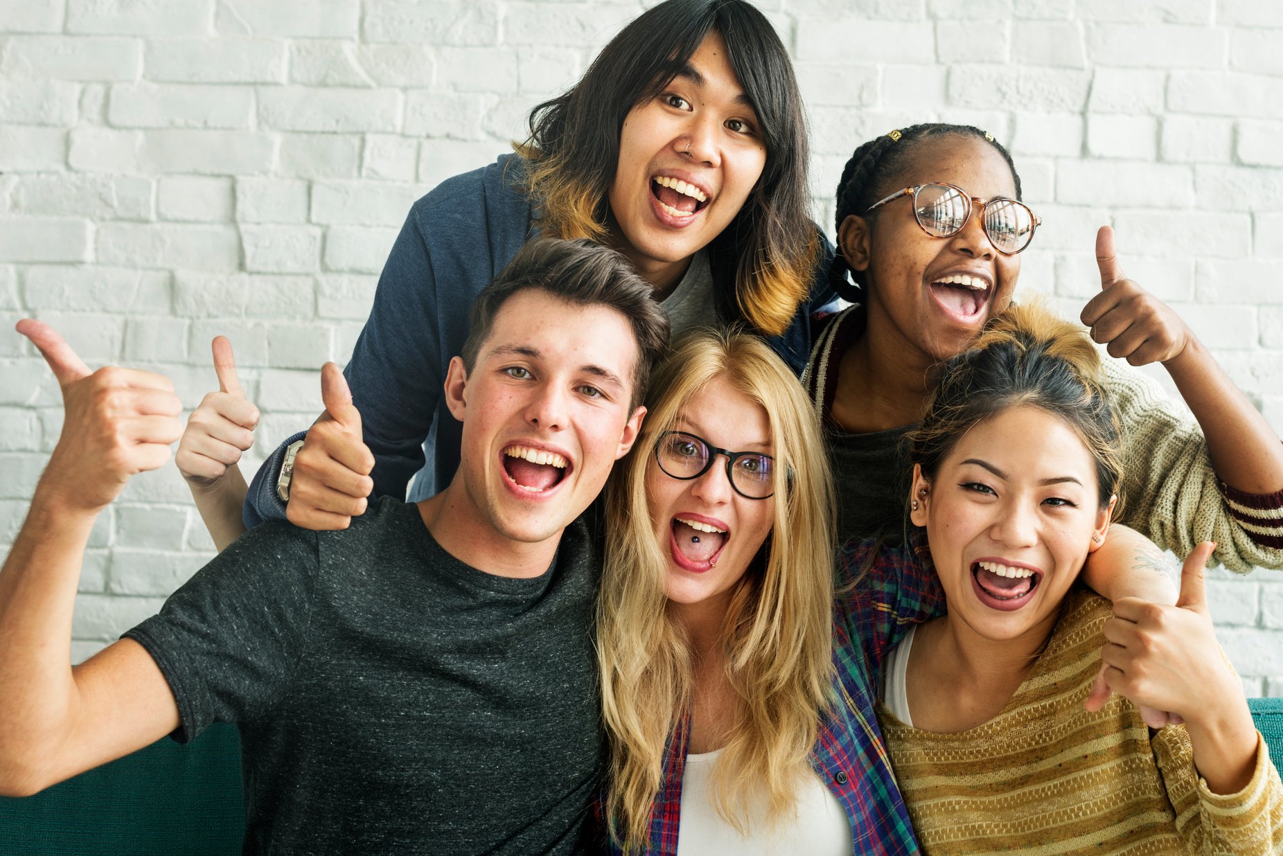 Diversity Students Friends Happiness Pose Concept